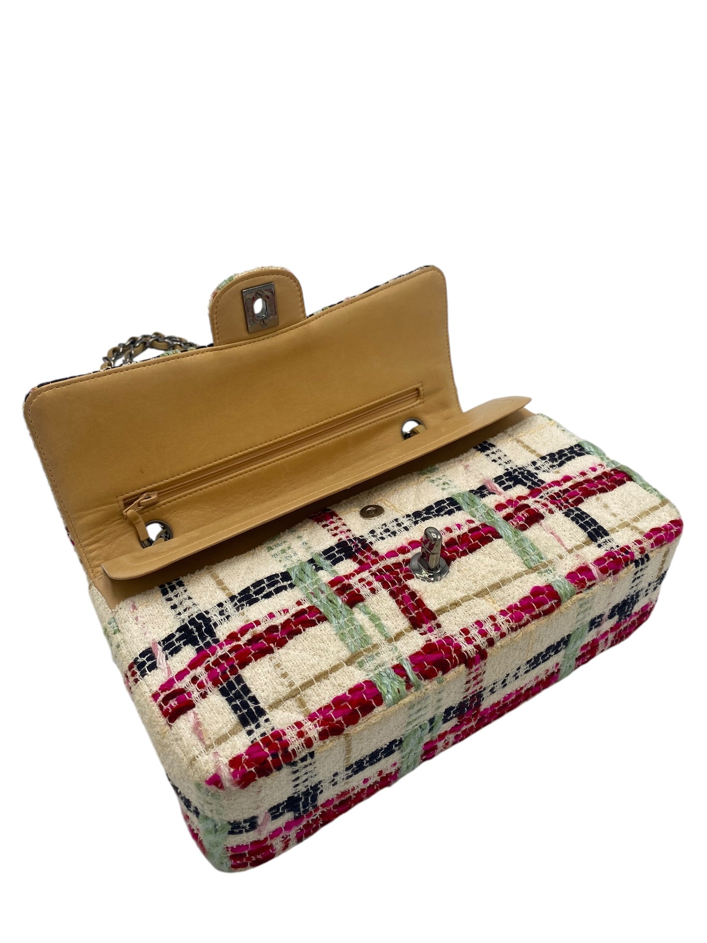 Chanel Multicolor CC Classic Timeless Tweed Medium Double Flap Bag with Ruthenium Hardware