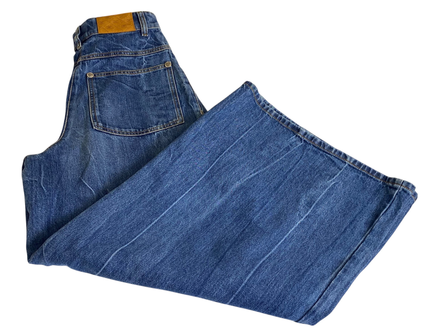 Chanel 19P Sand By The Sea Wide Leg Blue Jeans FR 36