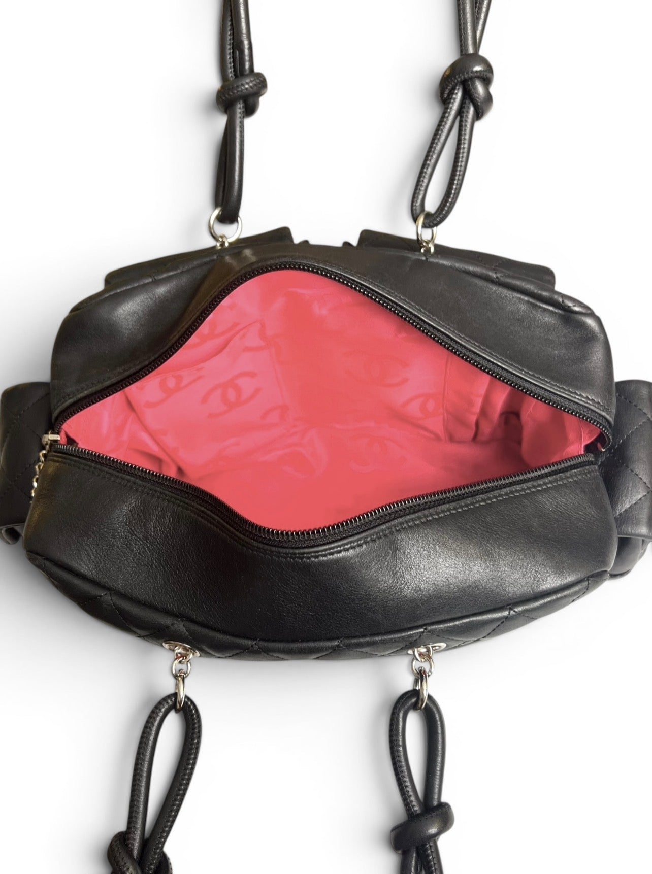 Chanel 2005 Small Cambon Reporter Black Lambskin Handbag SHW