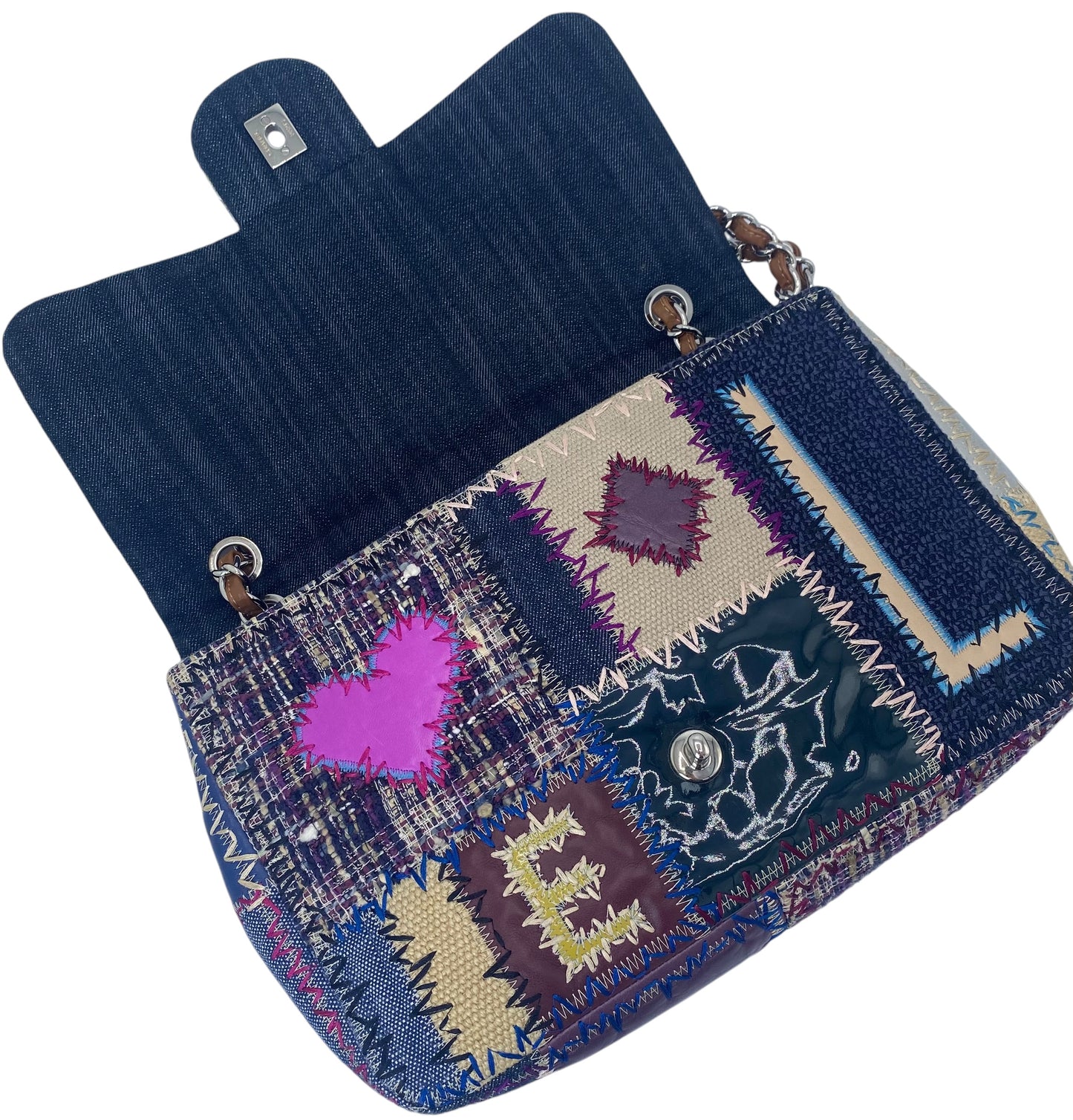Chanel Multicolor Patchwork Jumbo Classic Single Turn-Lock Flap Bag