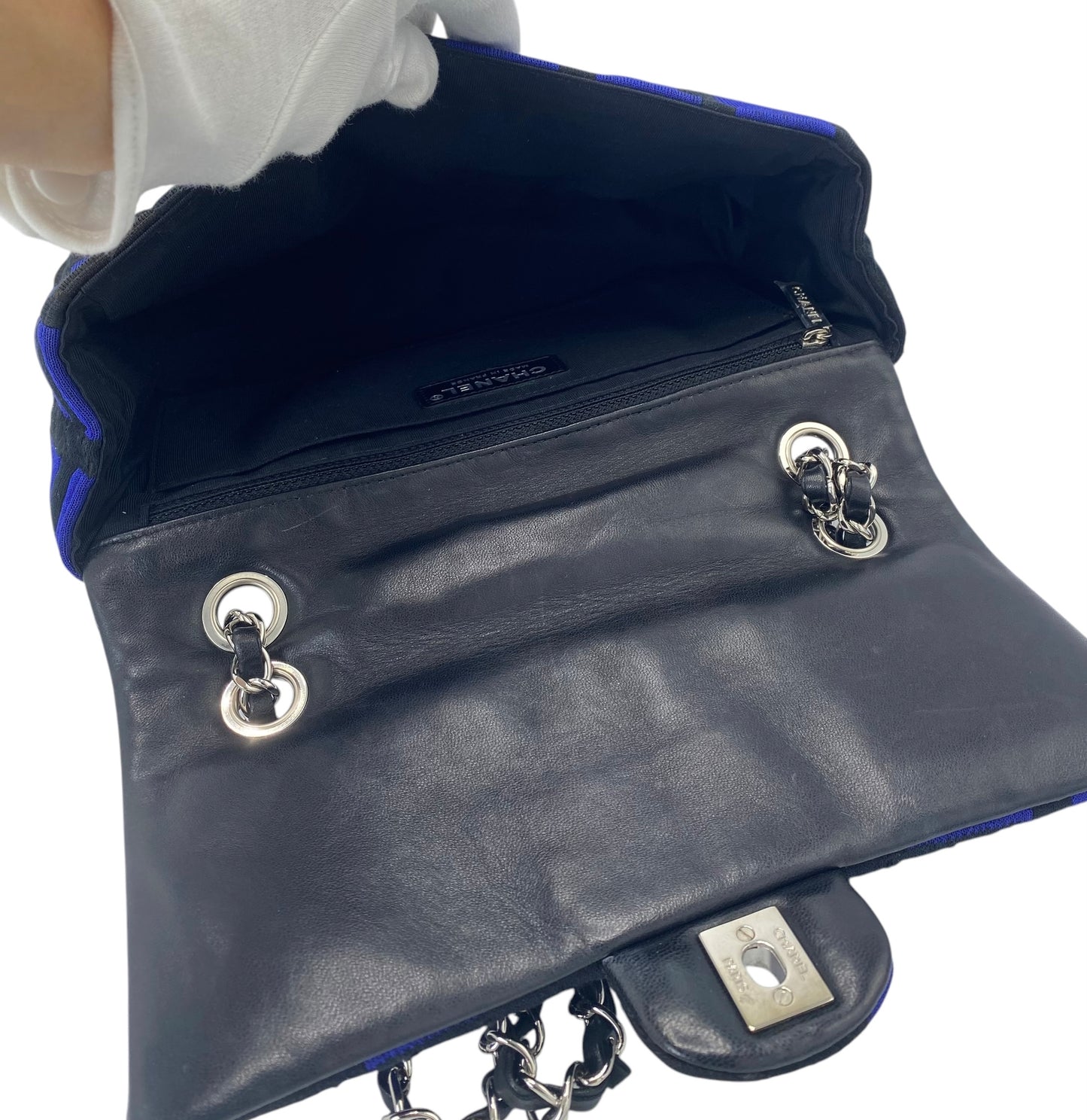 Chanel 13P Runway Colorblock Jersey Classic Medium CC Chain Flap Bag SHW