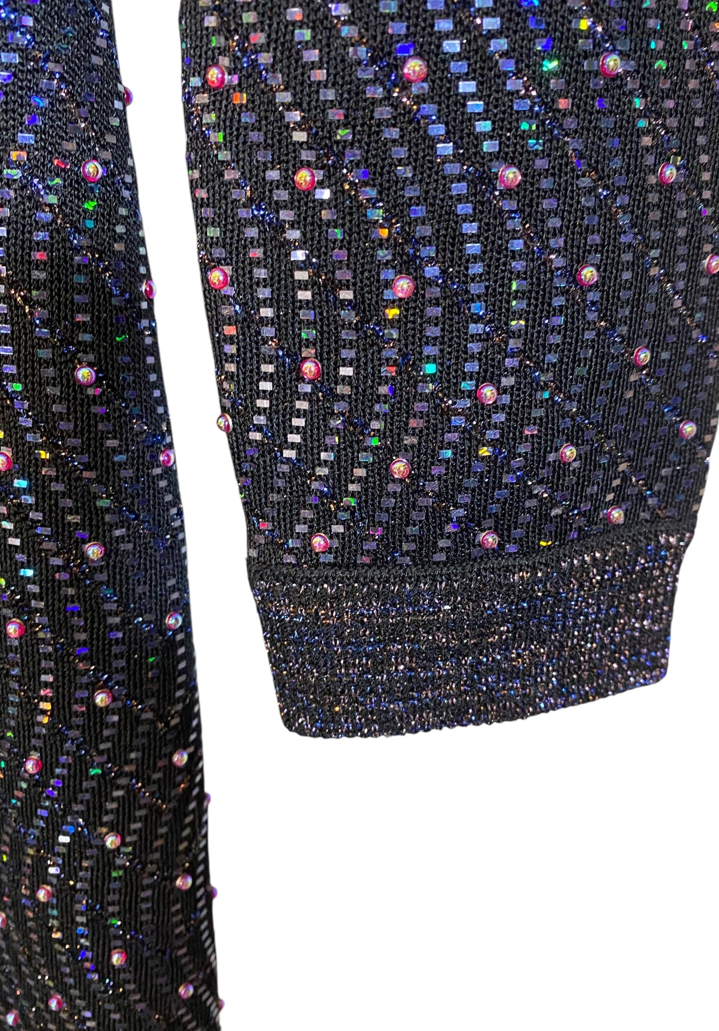 Stunning Chanel 21K Beaded Crystal Sequin Navy Black Iridescent Jumpsuit FR 36