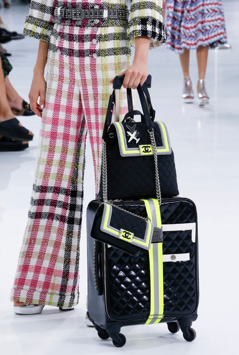 Chanel 2016 Small Canvas Quilted Neon Yellow Black Fluo Boy Flap