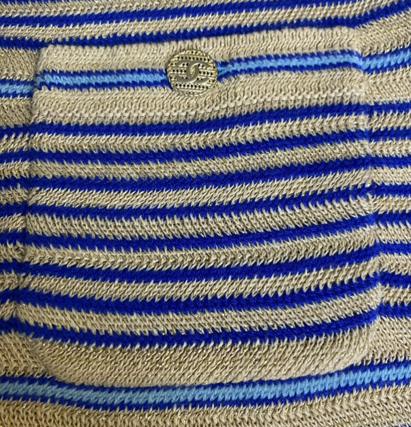 Chanel 19C La Pausa Striped Cardigan Jacket Skirt SET FR 42/44