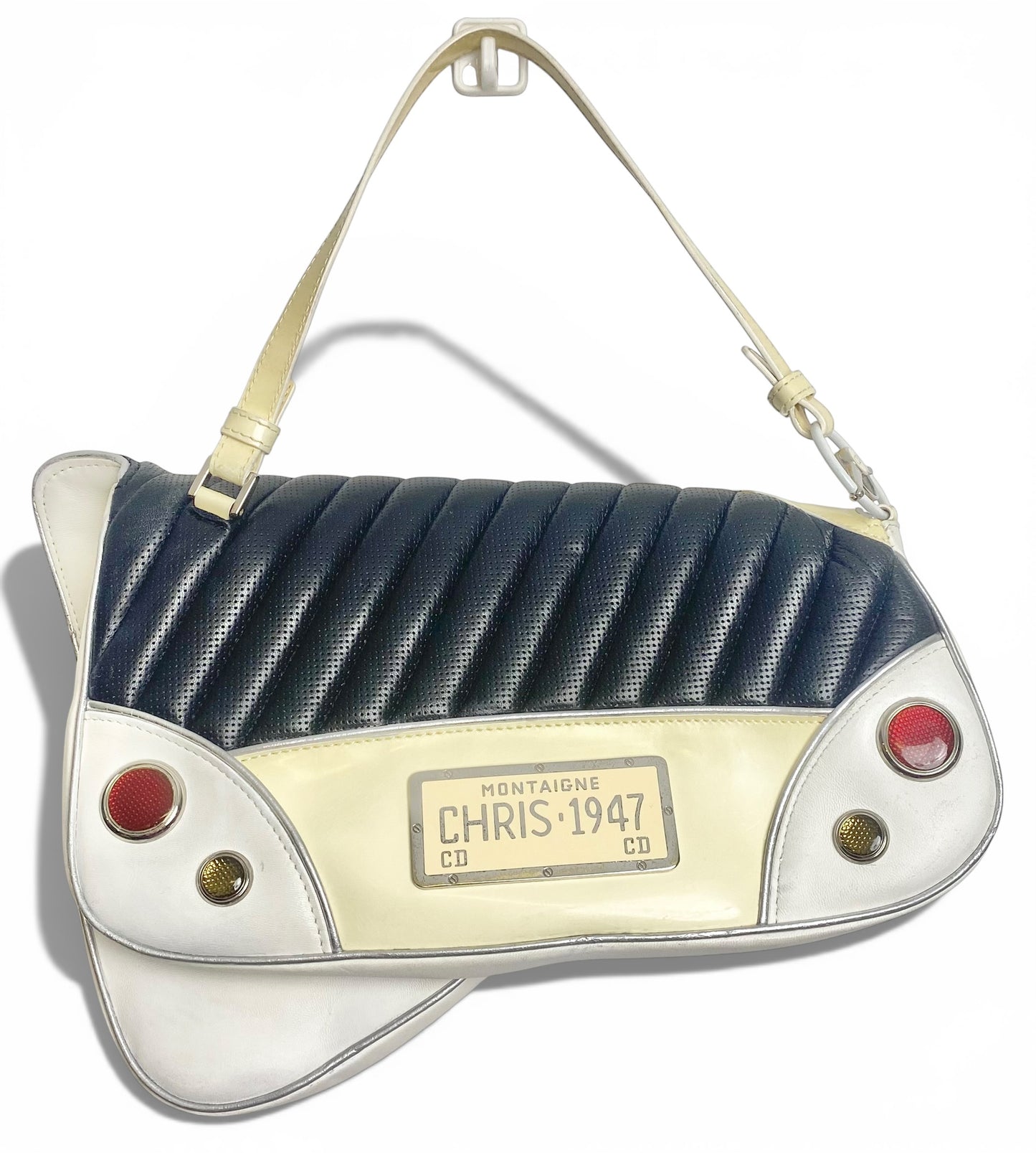 Ultra Rare Dior 2001 SS Cadillac Montaigne Saddle Bag Black White Red