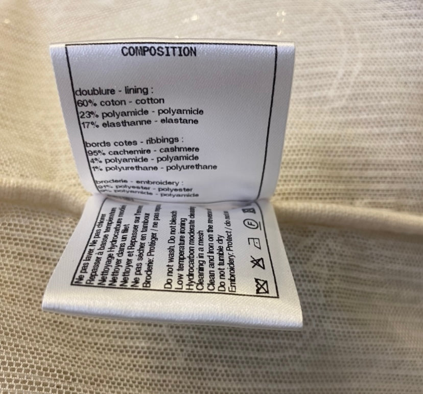 Rare Chanel 22S CC Sequin Cream Iridescent Vest Mini Dress Waistcoat Cardigan FR 40