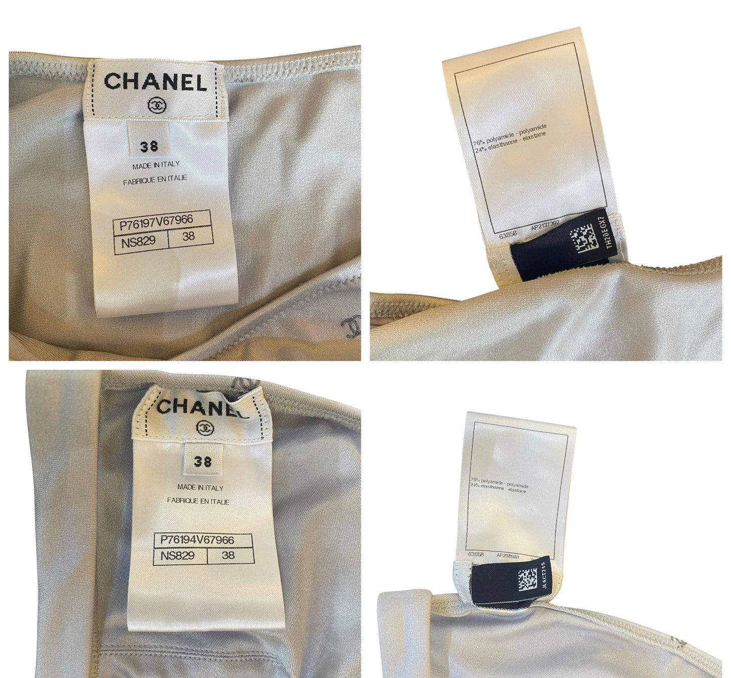 Chanel 2024 Coco Beach Silver CC Logo Bikini Two Piece Swim Suit FR 38