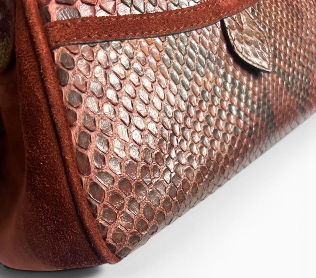 Rare Christian Dior Medium 2004 F/W Burgundy Suede Python Dice Gambler Bowling Bag