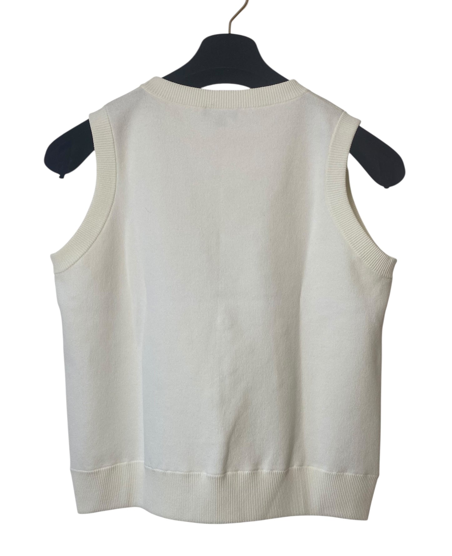 CHANEL 18P WATER DROP EMBELLISHED COTTON BLOUSE TOP FR 38