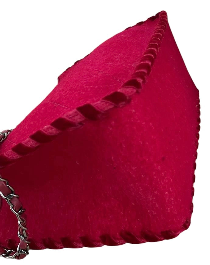 Chanel Medium Fancy Felt Raspberry Red Wool Shopping Tote Bag