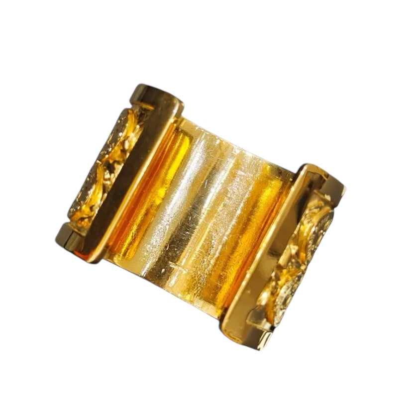 Vintage 1970’s Chanel 24K Gold Plated Metal Coin CC Logos Cuff Bangle Bracelet