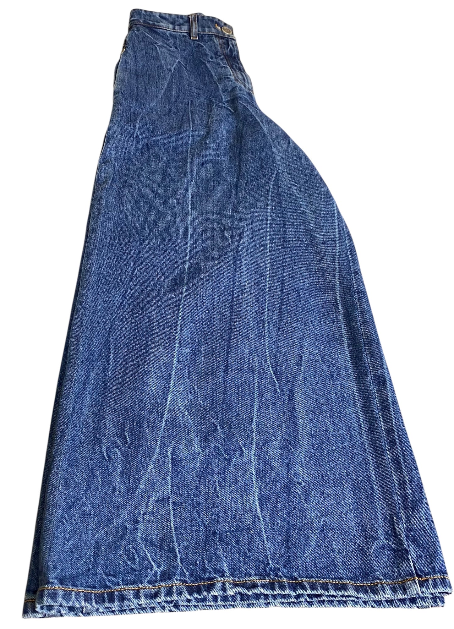 Chanel 19P Sand By The Sea Wide Leg Blue Jeans FR 36