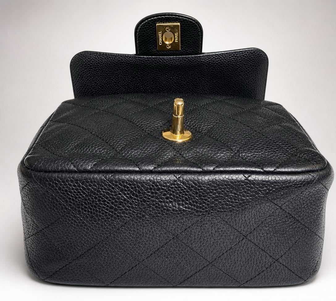 Chanel Mini Square Black Caviar Classic Timeless Flap Bag GHW