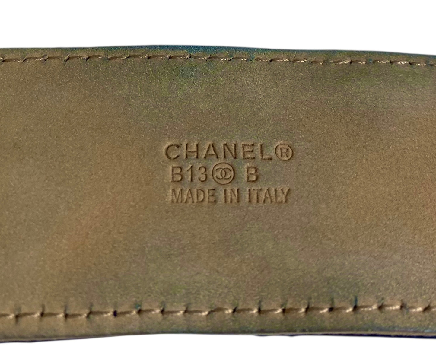 Chanel 13B Navy Blue Caviar Leather Quilted Silver CC Belt Size 90/36