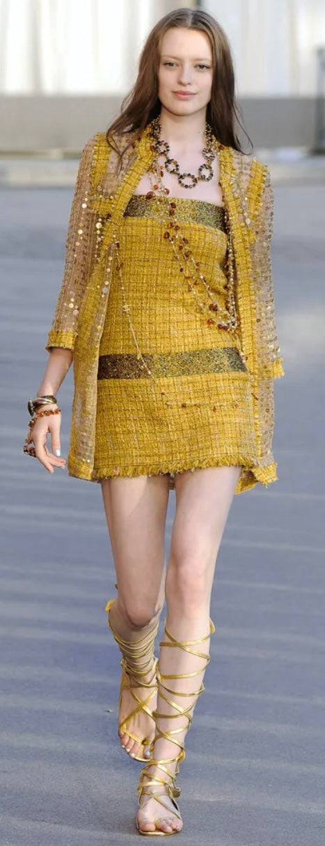 Chanel 11C St Tropez Amber Gold Long Strand Statement Necklace