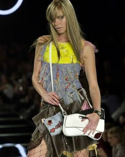 Ultra Rare Dior 2001 SS Cadillac Montaigne Saddle Bag Black White Red