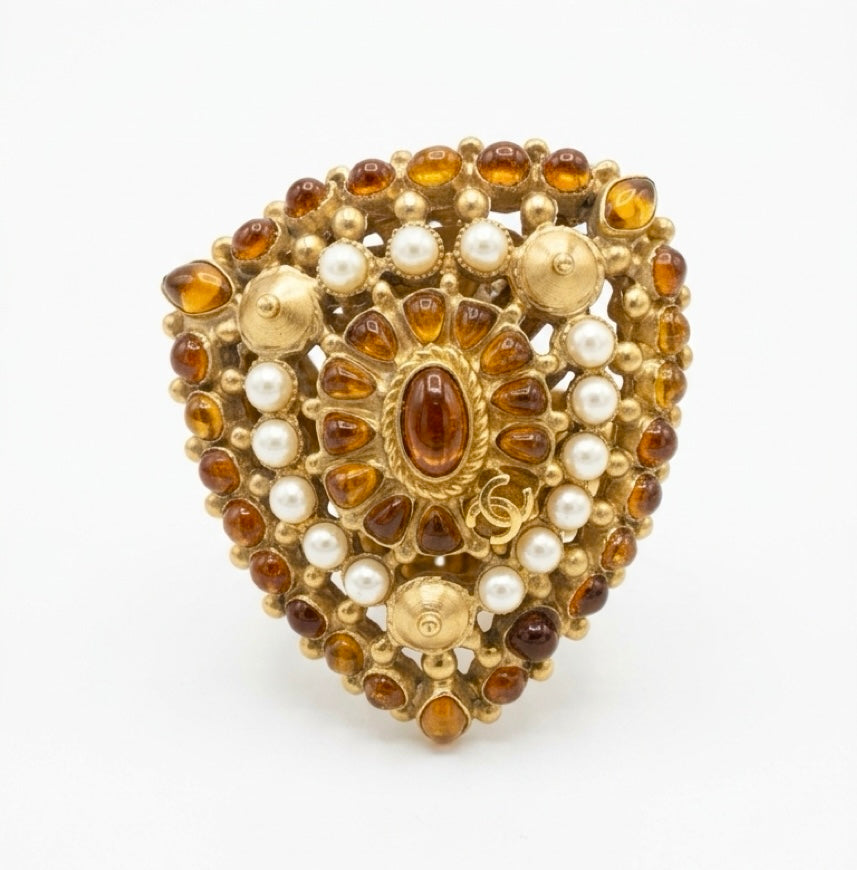 Rare XL 11C Saint Tropez Runway Gripoix Statement Ring Size US 6 EU 52