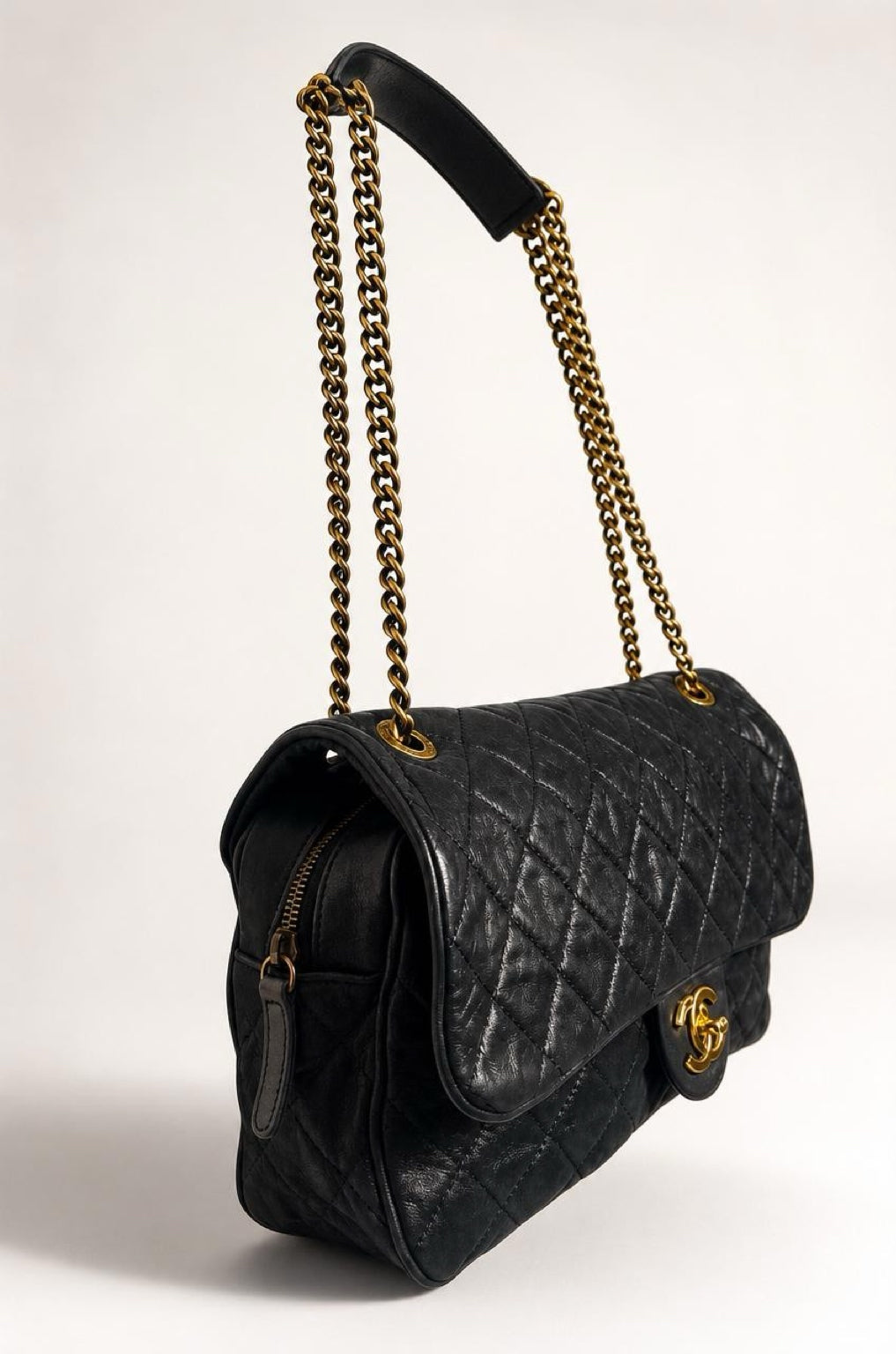 Chanel Black Quilted Iridescent Calfskin Shiva Jumbo Classic Flap Bag GHW