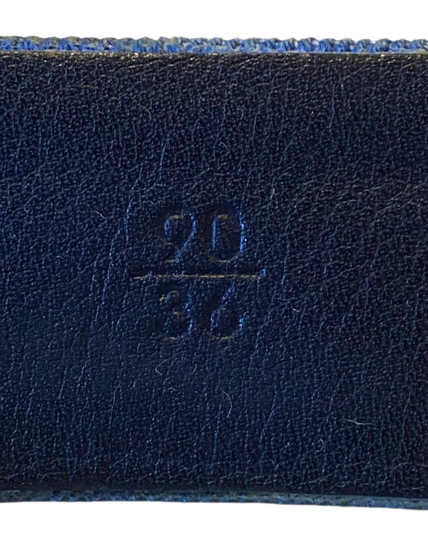 Chanel Airlines 16P Blue Denim CC Matte Silver & Gold Buckle Belt 90/36