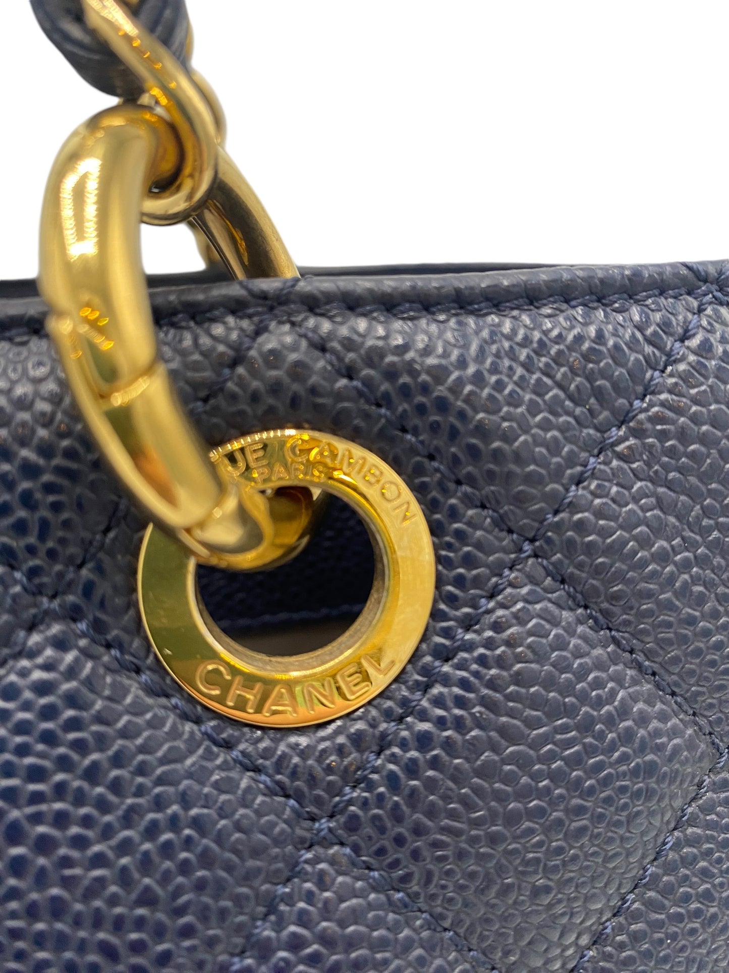 Chanel Dark Navy Blue Caviar GST Grand Shopping Tote Gold Hardware GHW