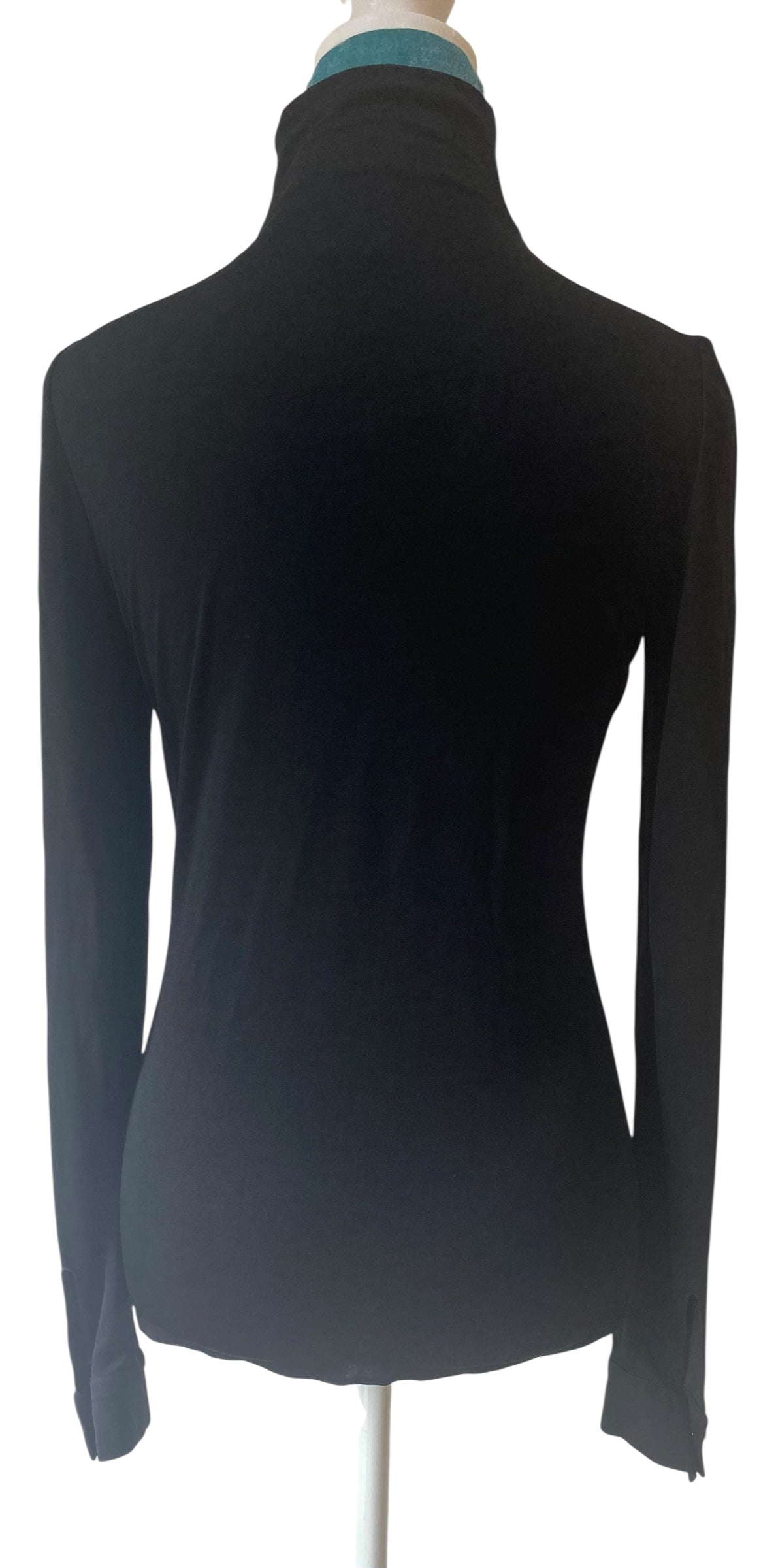 CHANEL 13P BLACK BLOUSE TOP PEARL CC BUTTONS FR 36