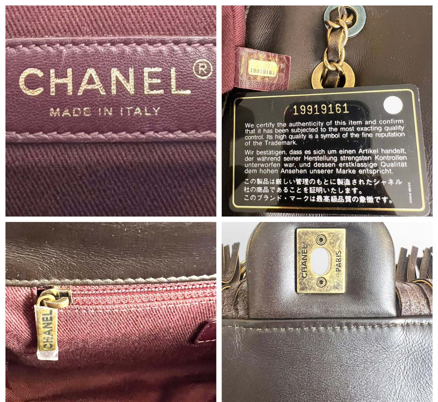 Rare Chanel 14A Paris Dallas Medium Brown Metallic Leather Fringe Classic Flap Bag