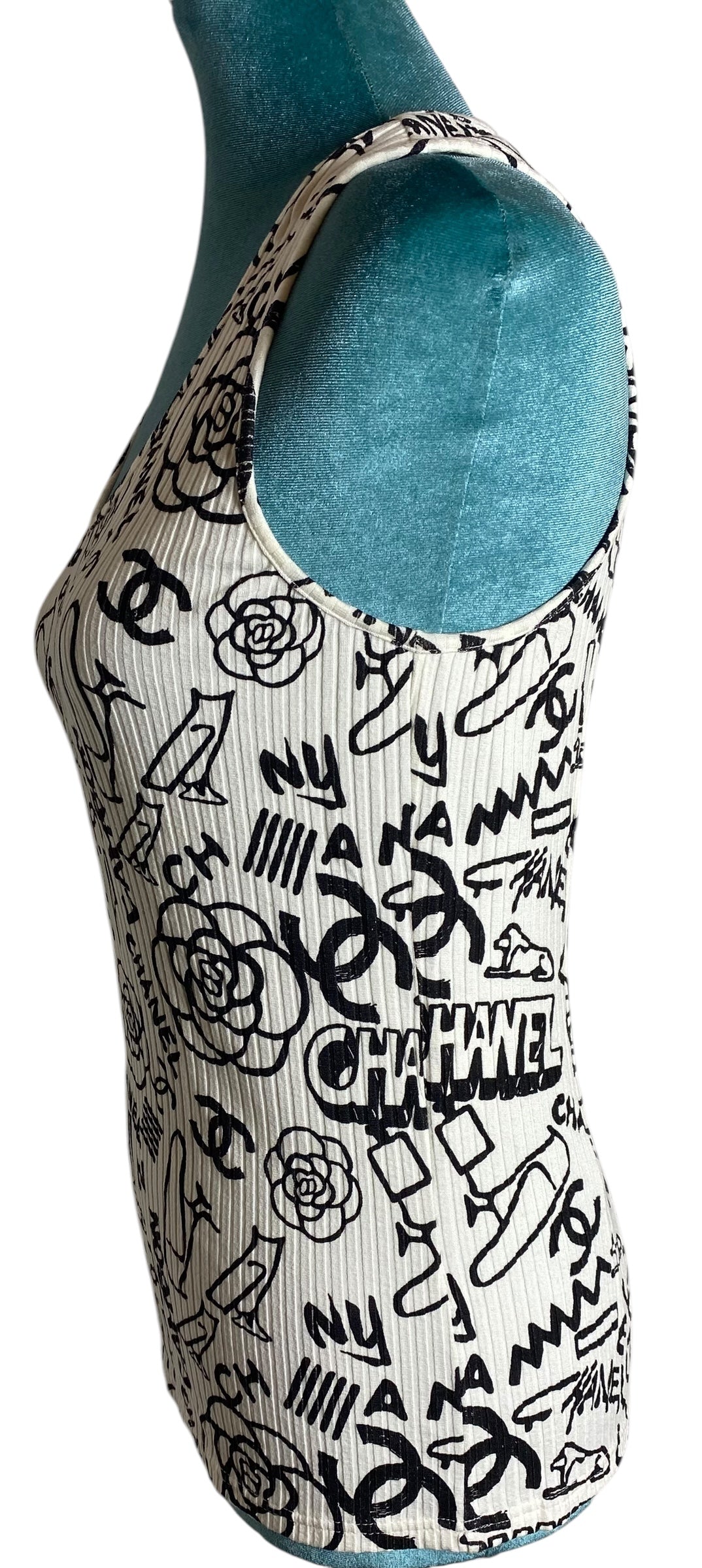 Chanel 19A Paris-New York Egypt Graffiti Tank Top Size FR 36