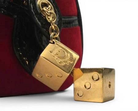 RARE MINI VINTAGE CHRISTIAN DIOR 2004 LEOPARD CHEETA DICE GAMBLER BAG GHW