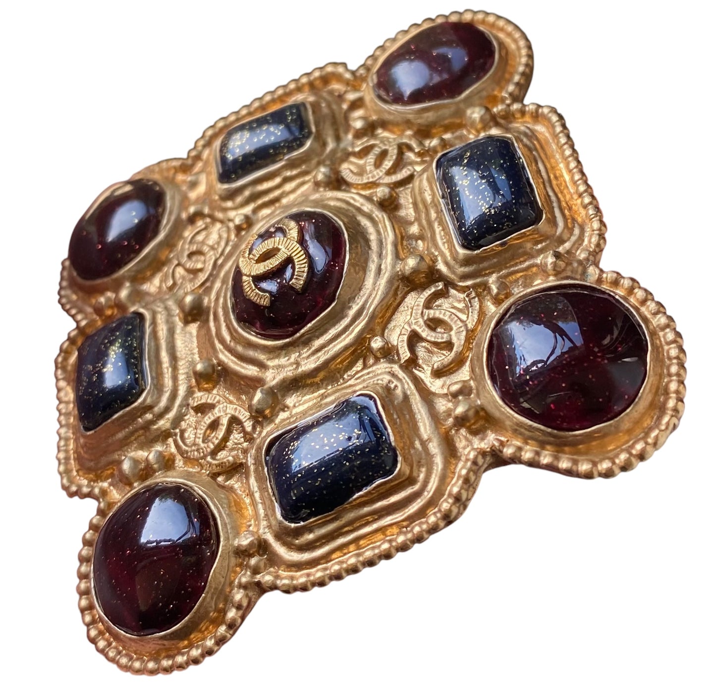 Chanel 11A Paris Byzance Gripoix Large Gold Brooch Pendant