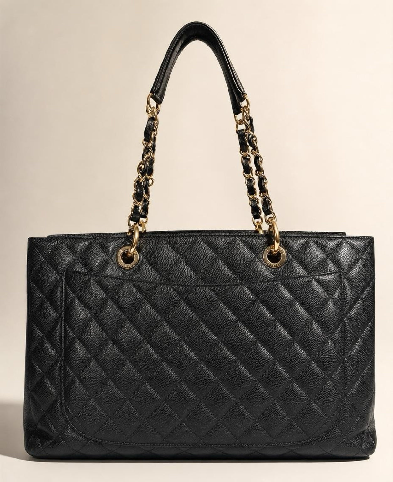 Chanel Black XL 40cm Caviar Quilted Grand Shopping Tote GST GHW