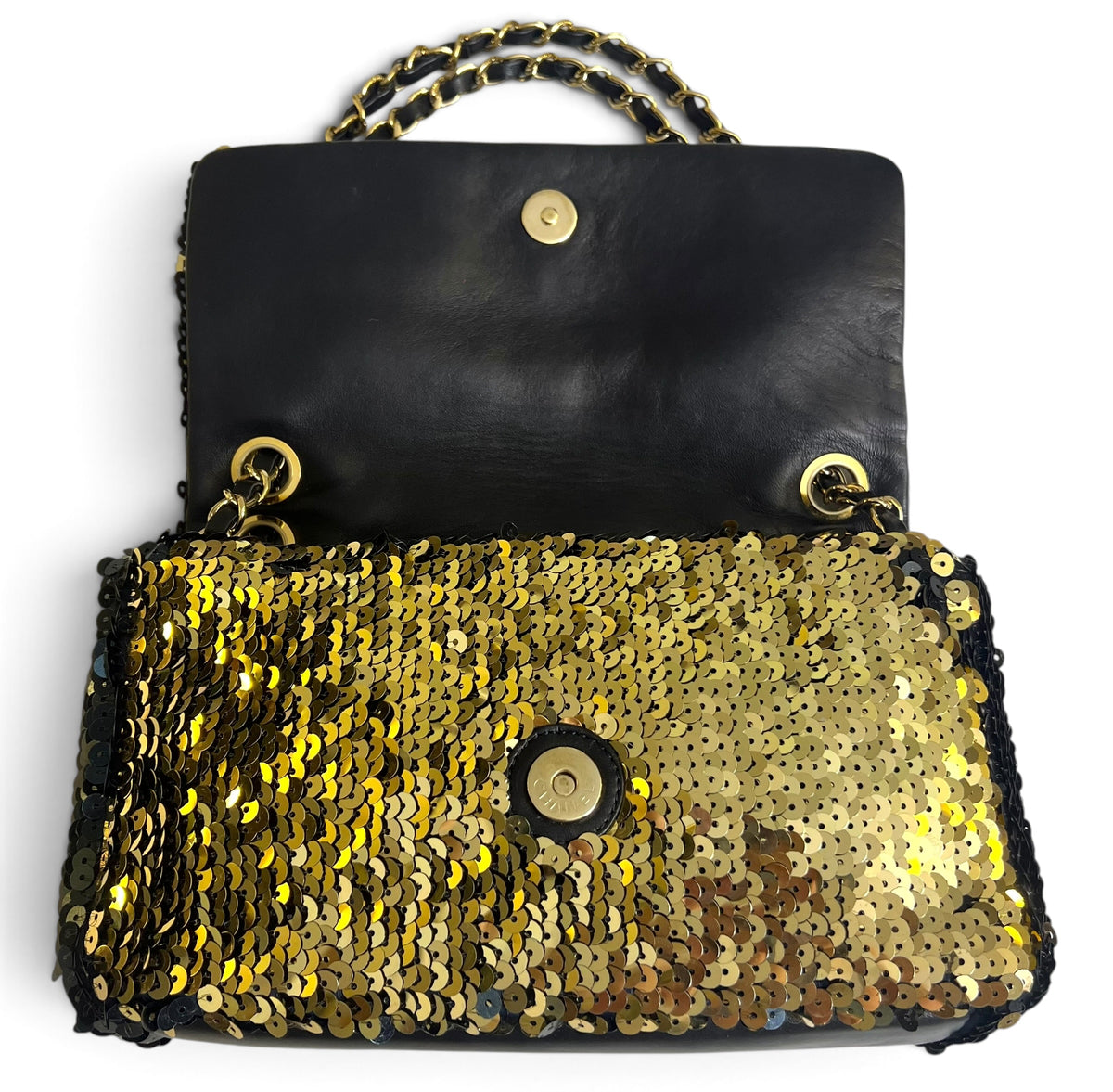 Chanel 08C Blue/Gold Metallic Sequins Summer Nights Medium Flap Bag