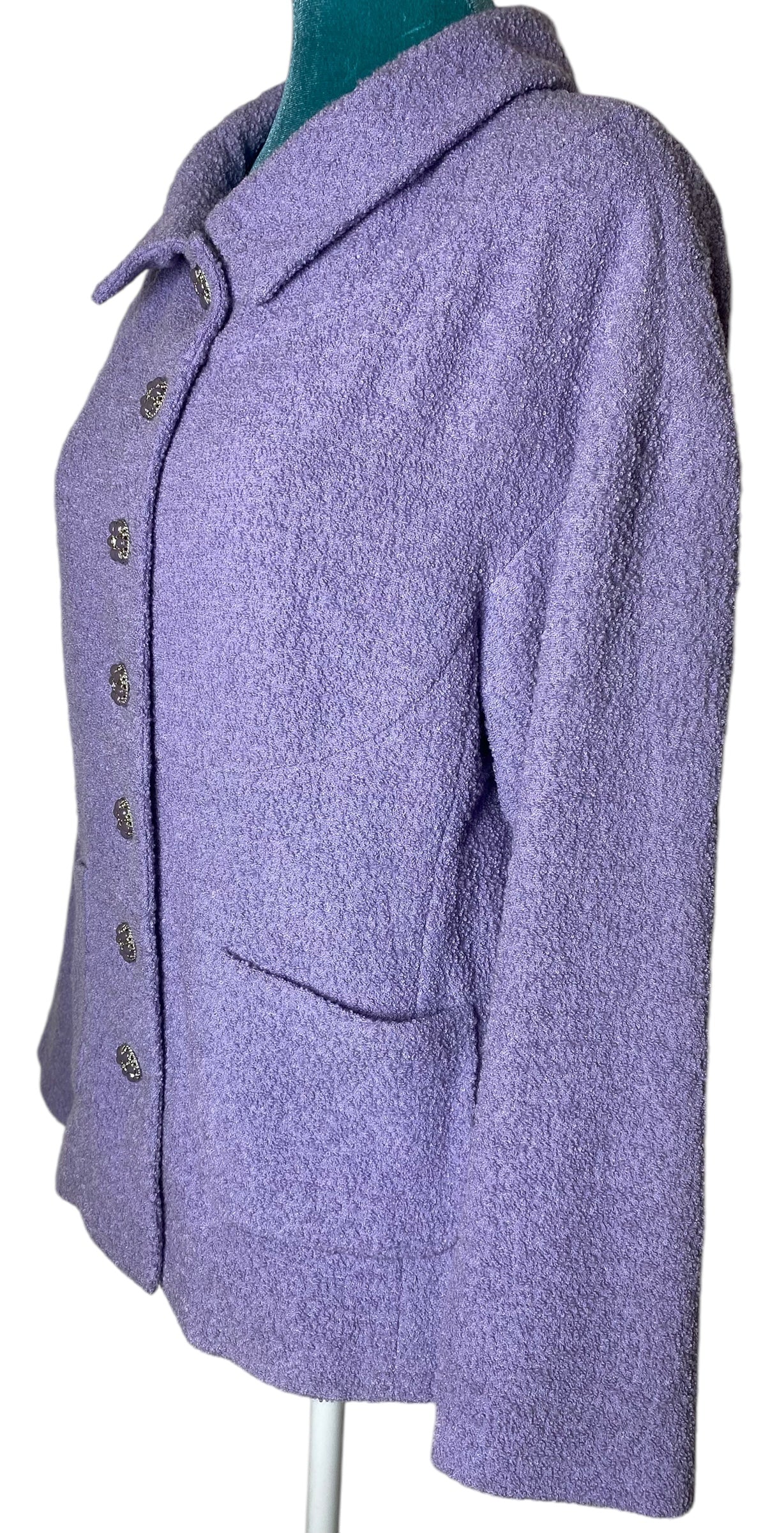 Chanel 12C Runway Lavender Purple Wool Boucle Jacket FR 44