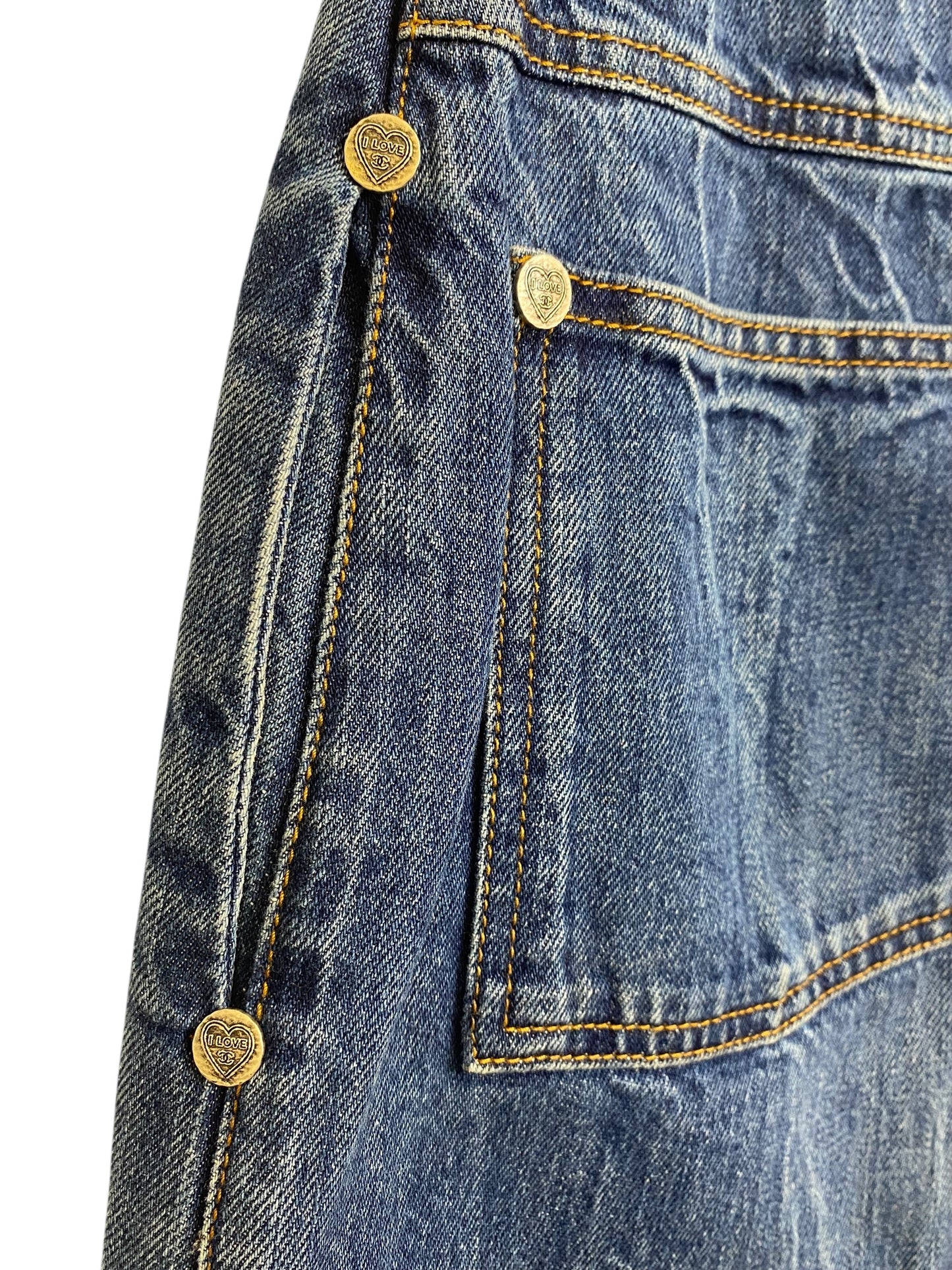 Chanel 19P Sand By The Sea Wide Leg Blue Jeans FR 36