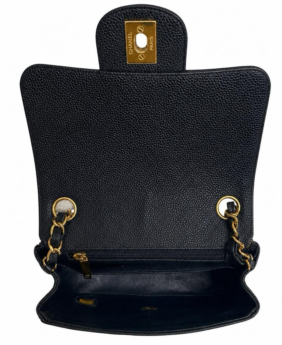 Chanel Mini Square Black Caviar Classic Timeless Flap Bag GHW