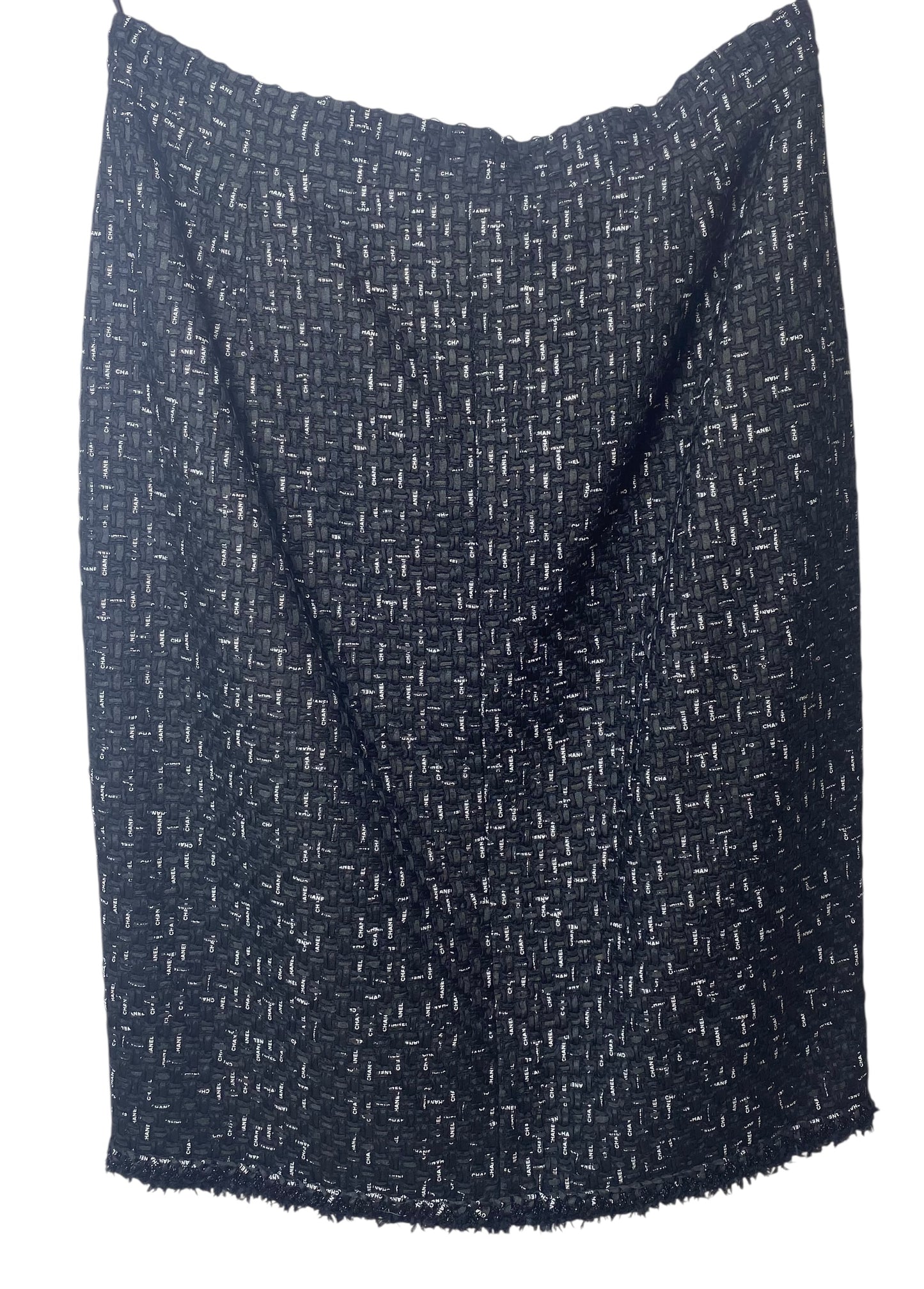 Rare Chanel 13C Paris Versailles Classic Black & White Signature Ribbon Tweed Skirt FR 44