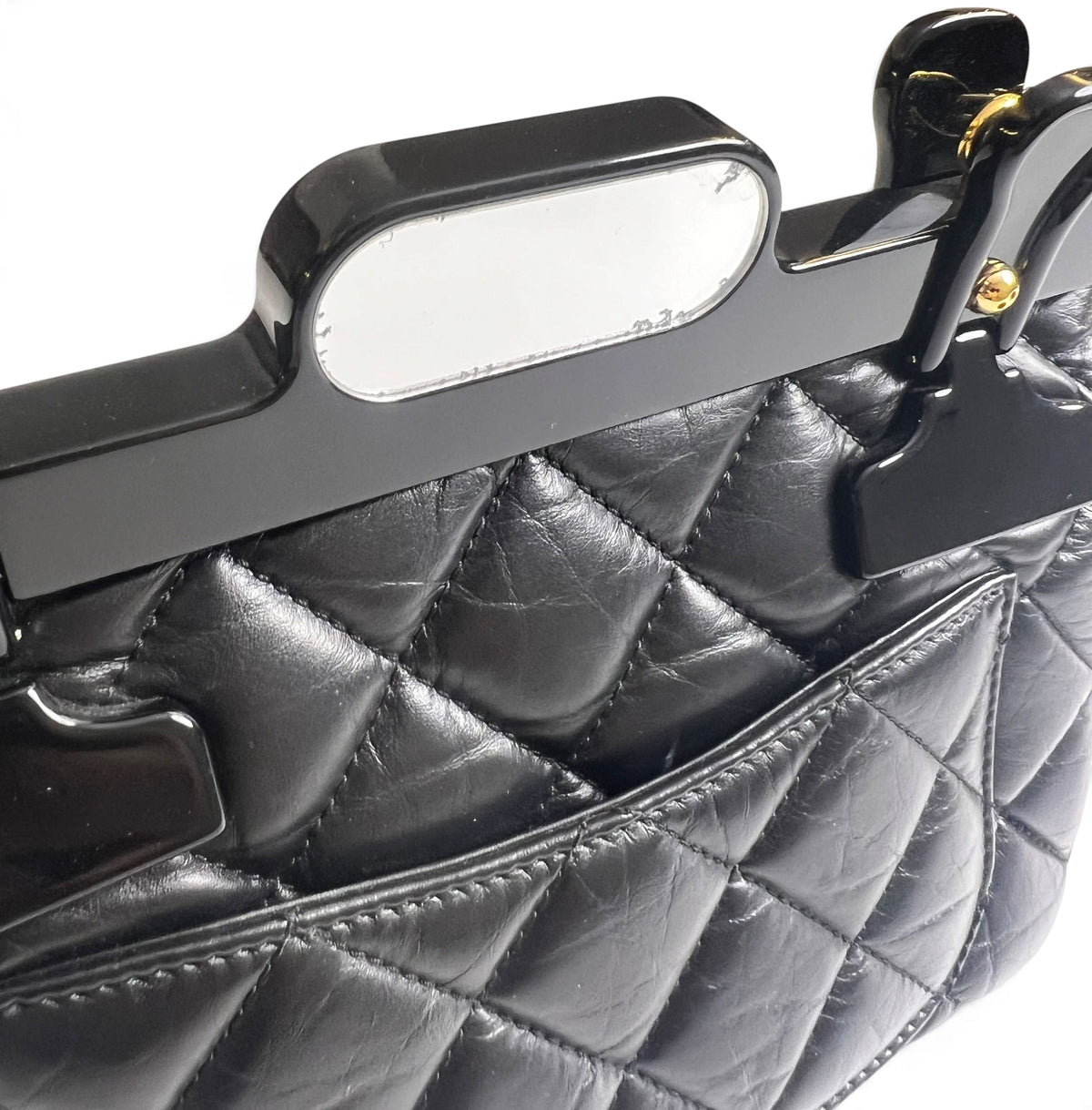Chanel Limited Edition Aged Calfskin Quilted 2.55 Reissue Mini Hanger Black Flap Bag GHW