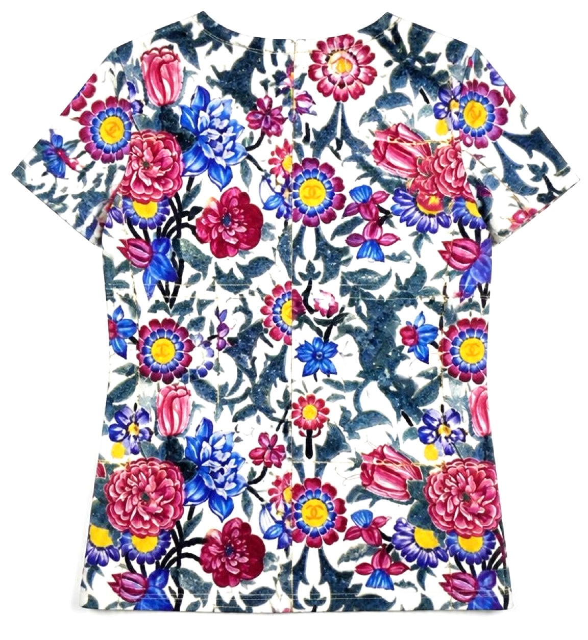 Chanel 15C Dubai CC Logo Kaleidoscopic Shirt Blouse FR 40
