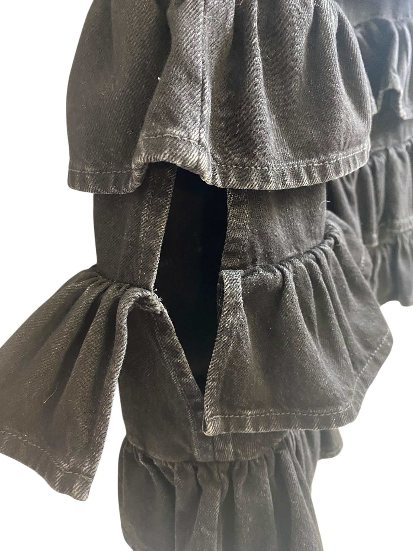 Chanel 24A Paris Manchester Black Denim Coat Jacket Cape FR 36