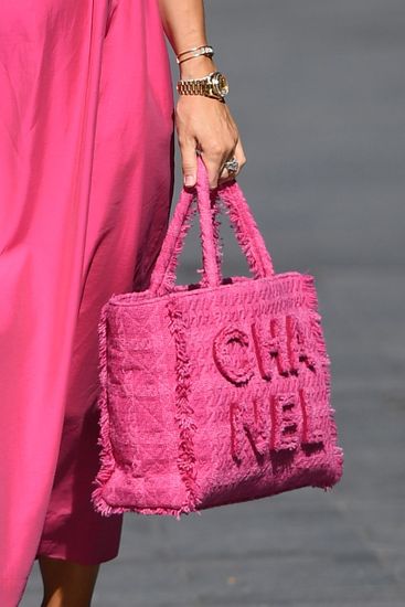 Chanel 19K Large Giant Logo Pink Tweed Shopping Tote Bag GHW