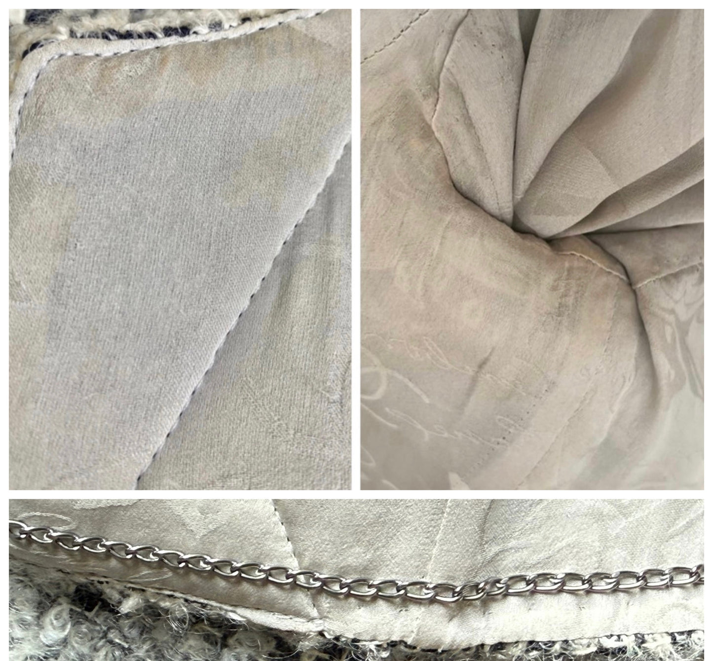 Chanel 10A Shanghai Shearling Tweed CC Grey Black Jacket Coat FR 36