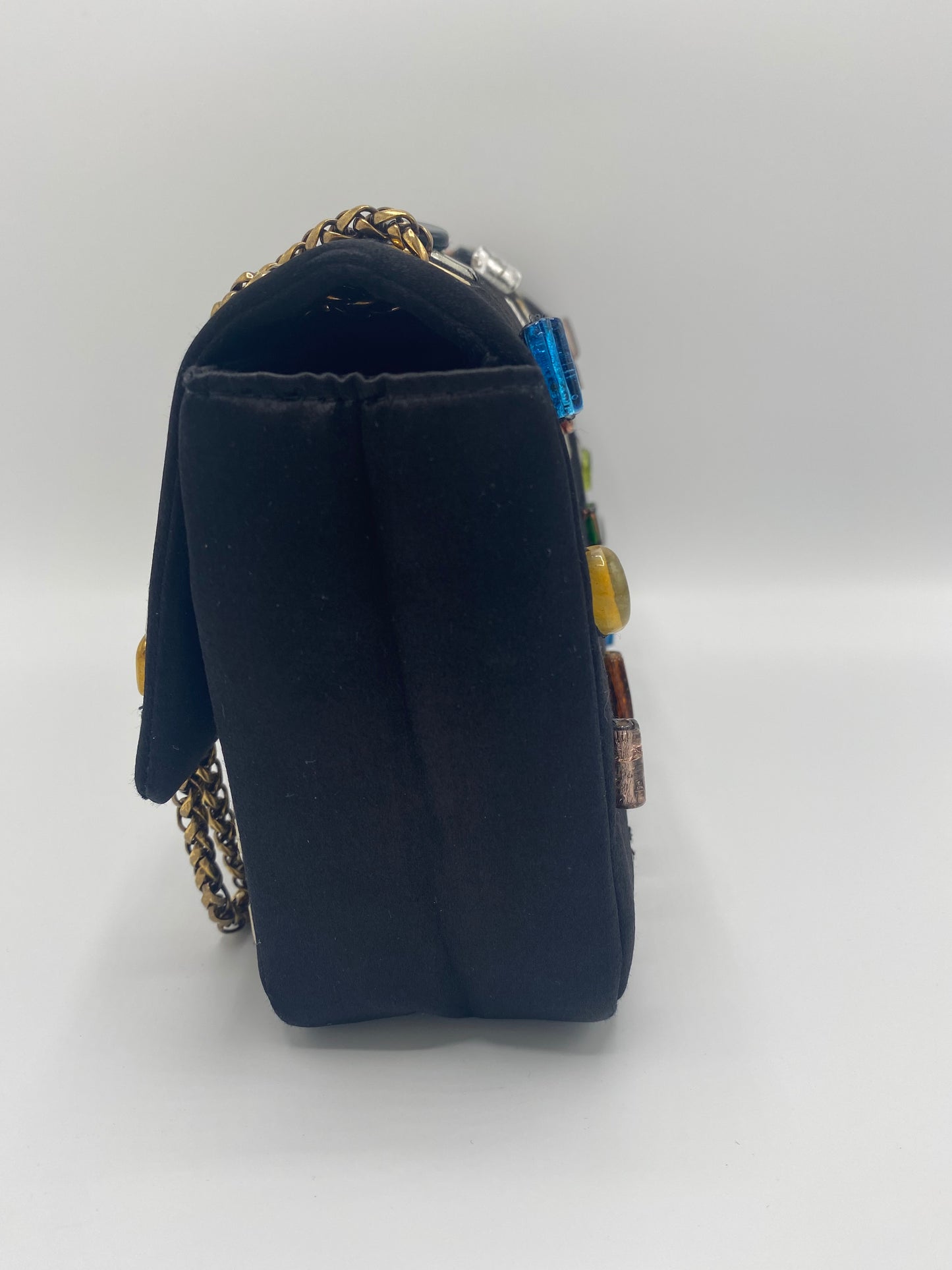 Chanel Limited Edition Paris Byzance Black Satin Gripoix 2.55 Reissue Medium Flap Bag