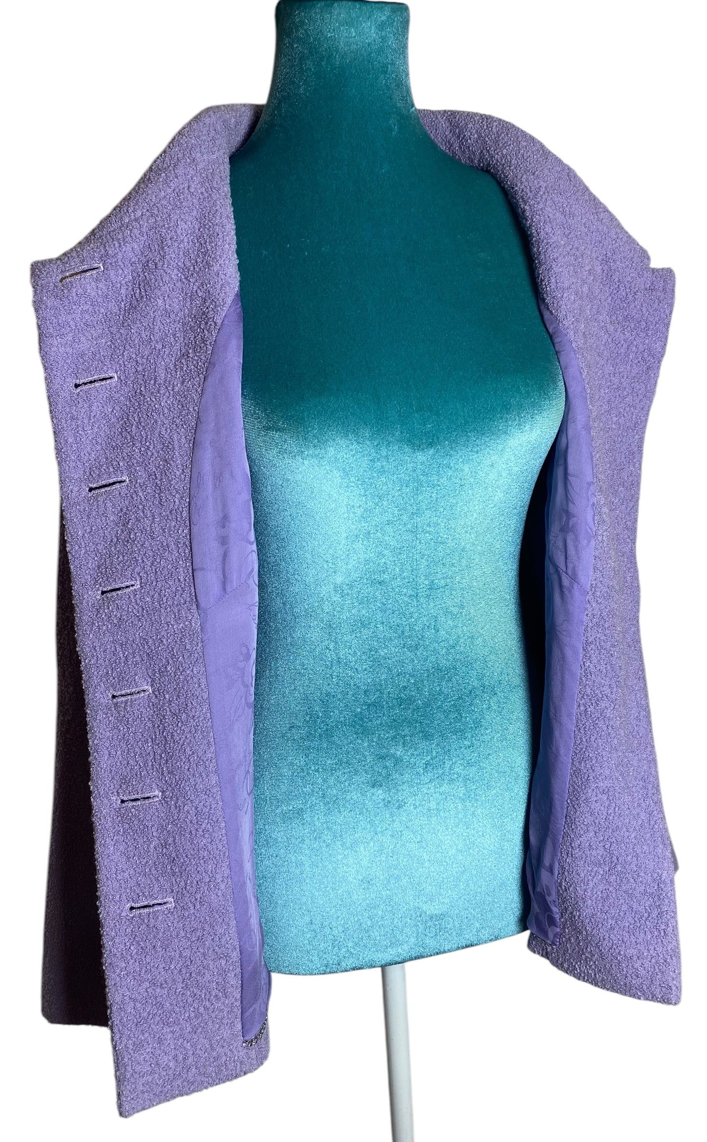 Chanel 12C Runway Lavender Purple Wool Boucle Jacket FR 44