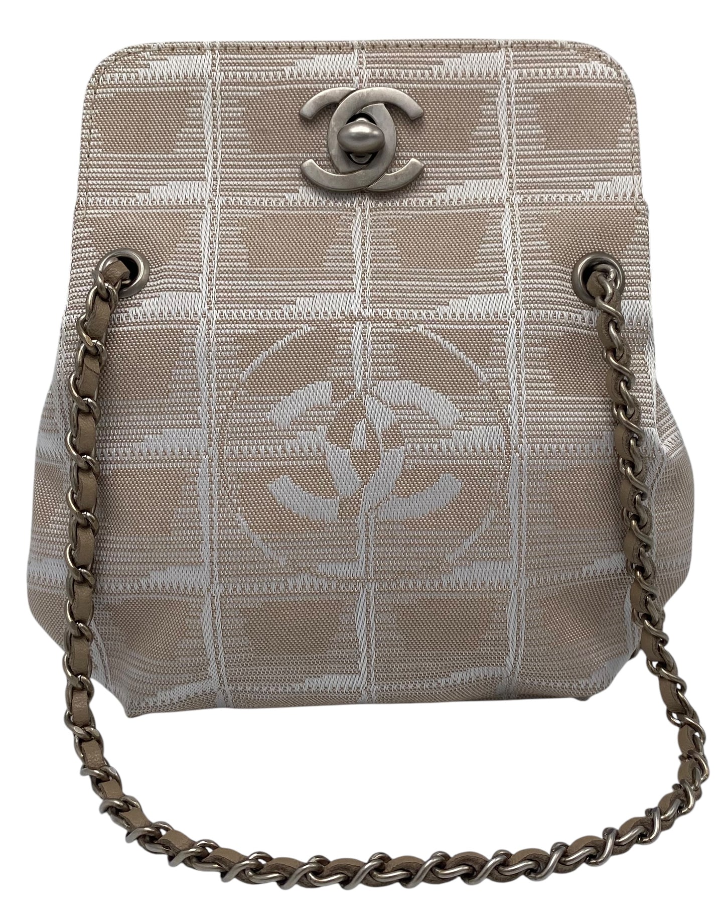 Vintage Chanel Extra Mini Beige Canvas CC Travel Ligne Bag