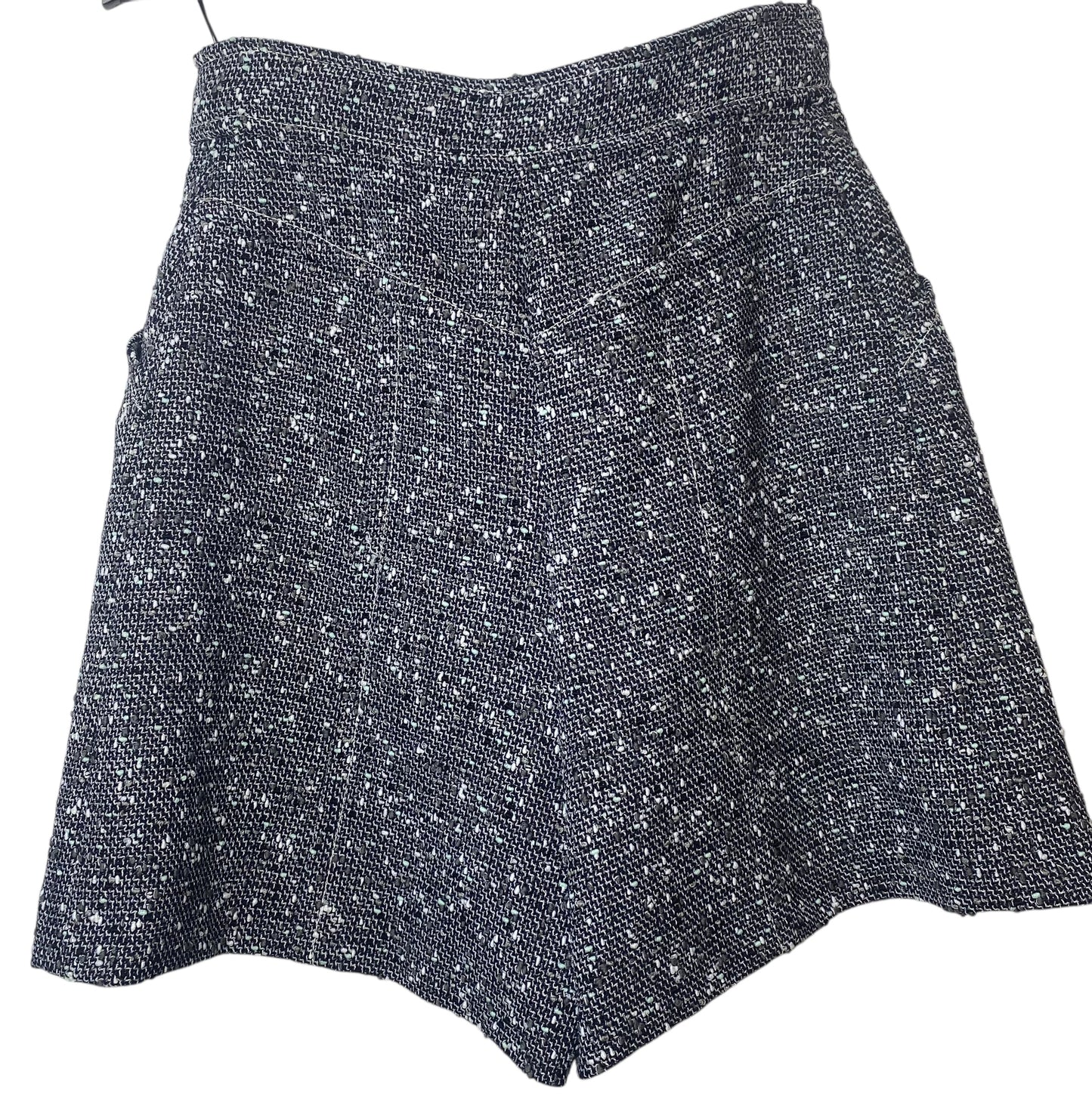 Chanel 2019 Black Gray White Baby Blue Tweed Boucle Shorts FR 38