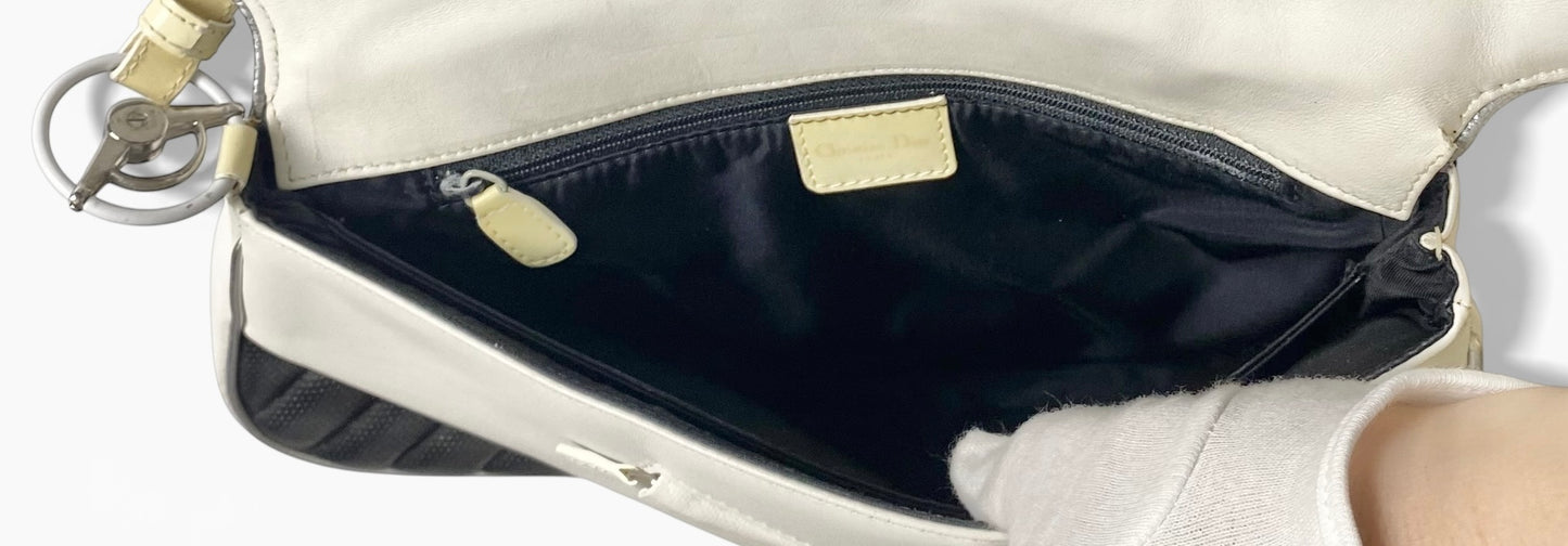 Ultra Rare Dior 2001 SS Cadillac Montaigne Saddle Bag Black White Red