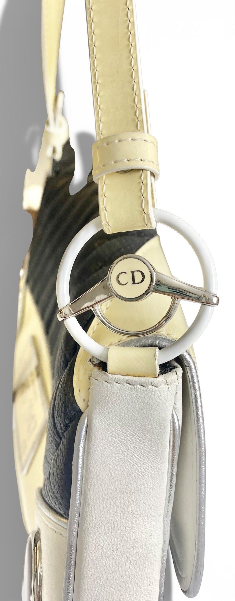 Ultra Rare Dior 2001 SS Cadillac Montaigne Saddle Bag Black White Red