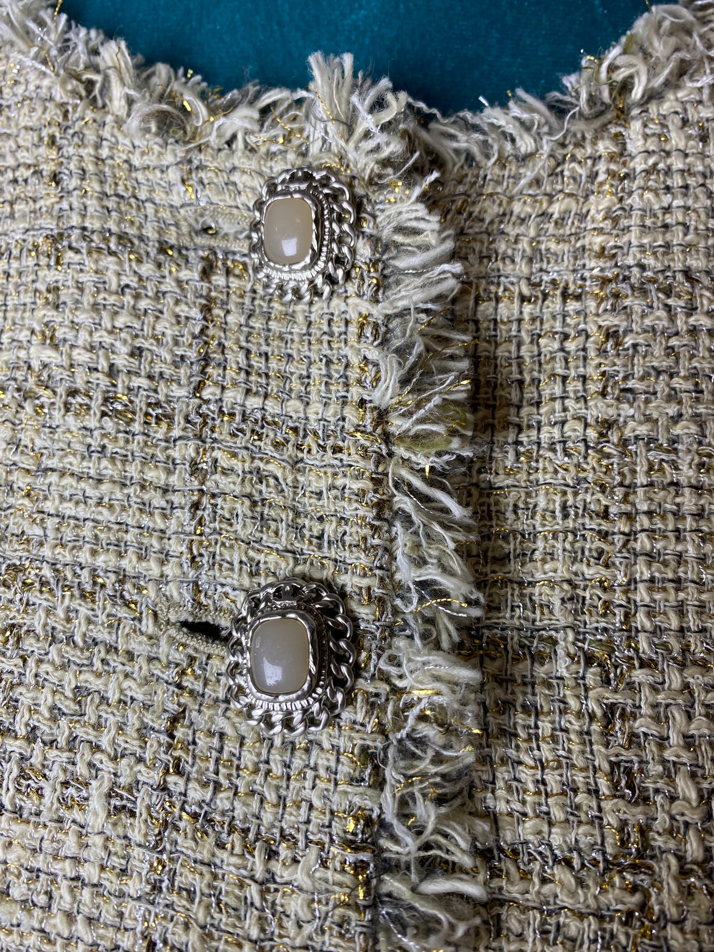 Chanel 10P Runway Beige Gold Lesage Tweed Jacket FR 44