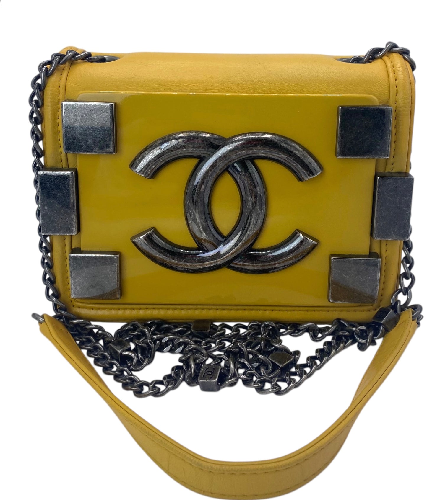 Chanel 13A Yellow Lambskin Boy Brick Lego Plexiglass Flap Bag