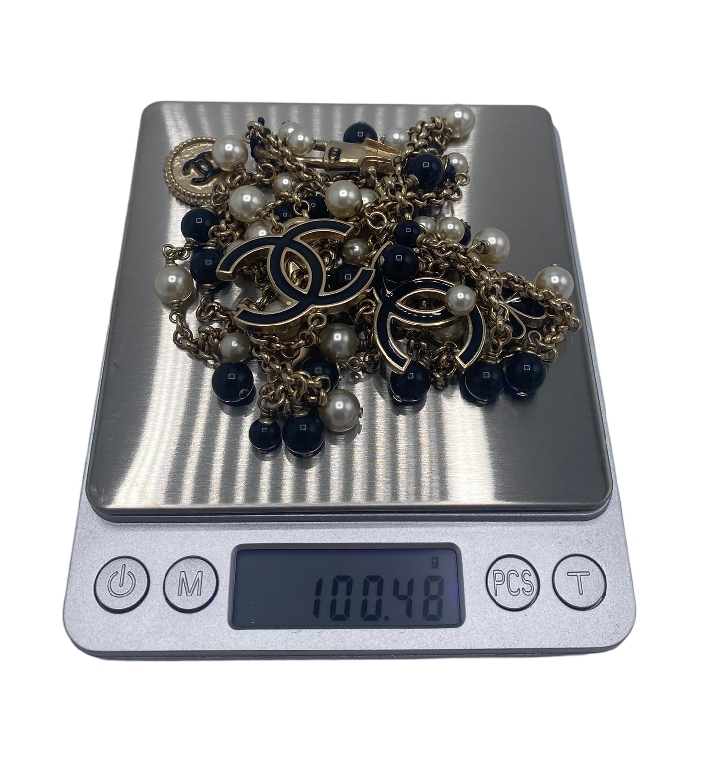Chanel 14P Limited Edition Coco Lucky Charms Long Gold Black Pearl CC Necklace