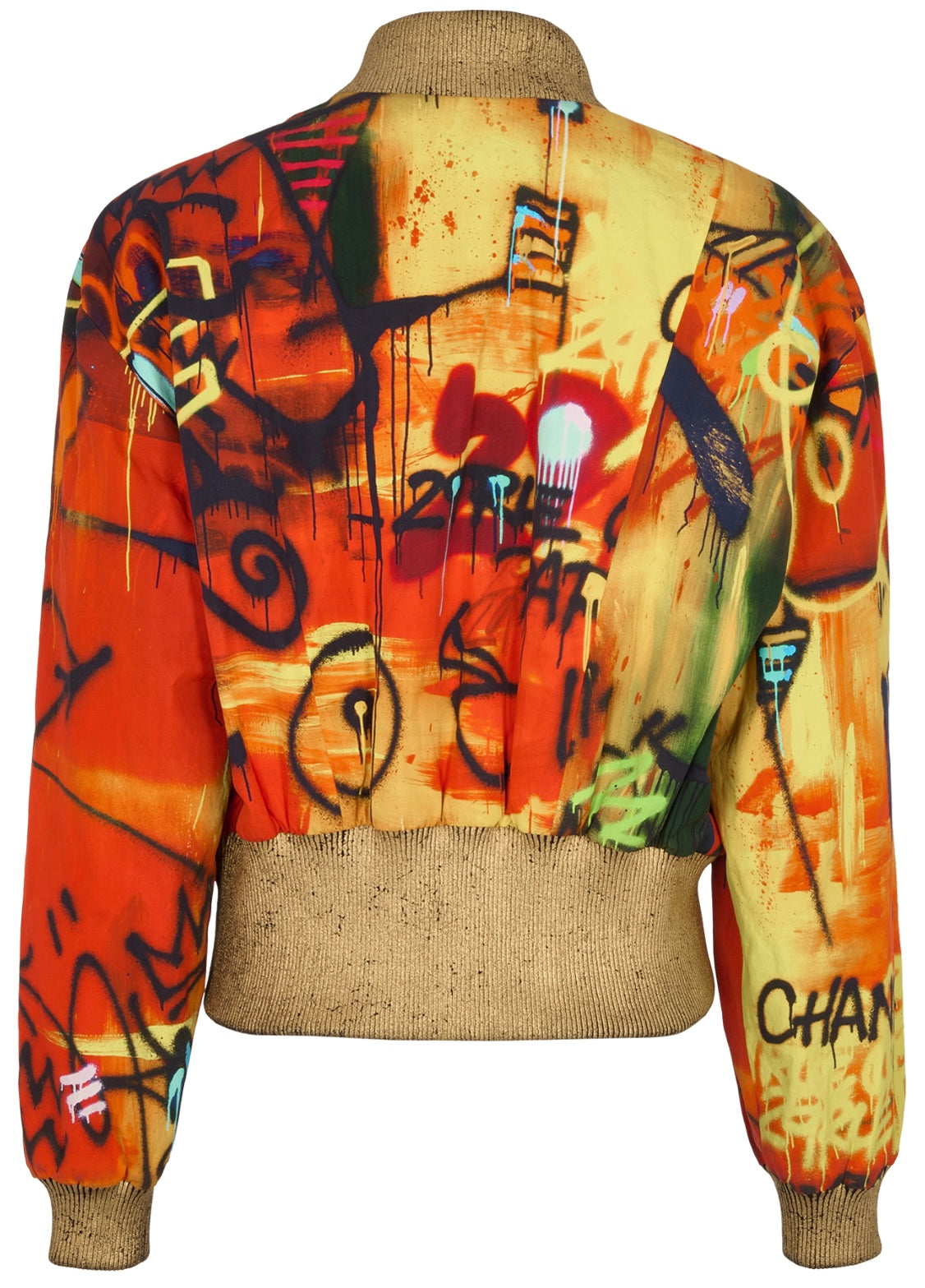 CHANEL 19A PARIS NEW YORK EGYPT SACRED SYMBOLS GRAFFITI BOMBER JACKET FR 34
